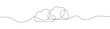 Elegant continuous line drawing of a cloud, depicted as a linear icon. This minimalist one line drawing provides a simple yet stylish representation of a weather phenomenon.