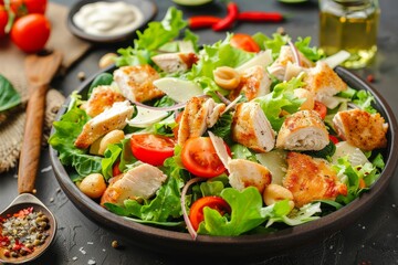 Wall Mural - Classic Caesar salad with chicken