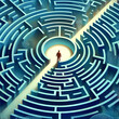 labyrinth with a puzzle lost, problem-solving