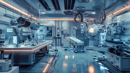 Poster - high-tech engineering lab with advanced equipment hyper realistic
