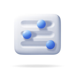 Poster - 3D filter button icon isolated on white. Render settings slider symbol. Control interface with slider bars selector. Media digital panel for balanced settings. Realistic vector illustration