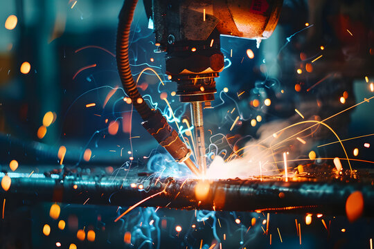 Welder Working on Metal Piece