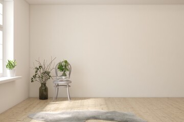 Wall Mural - White empty room. Scandinavian interior design. 3D illustration