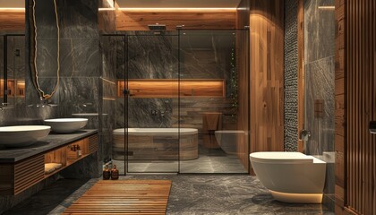 Poster - Modern bathroom with trendy toilet bowl design