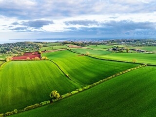 Wall Mural - Fields and Farms over Torquay from a drone,, Devon, England, Europe