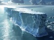 A grand, massive iceberg gracefully floats in the vast ocean, a stunning display of natures beauty and power.