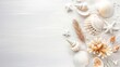 shells on the beach white studio background Generative AI