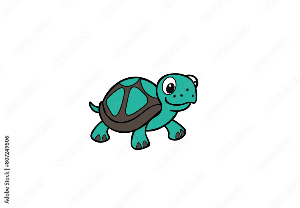 Vector illustration of cartoon sea turtle isolated on white background ...