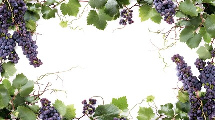 grapevine border frame on white background