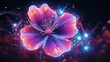 A digital neon flower pulsating with the rhythms of the future.
