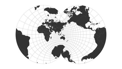 Wall Mural - World map. Eisenlohr conformal projection. Animated projection. Loopable video.