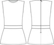 round neck crew neck sleeveeless zippered mini dop waist dress template technical drawing flat sketch cad mockup fashion woman design style model
