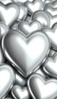Abstract silver heart valentine love background texture. AI generated.