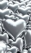 Abstract silver heart valentine love background texture. AI generated.