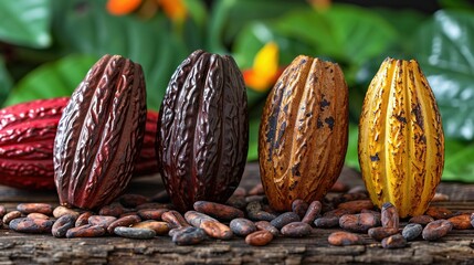 Wall Mural -   A stack of fruits atop a mound of nuts resting atop a dirt pile beside a plant