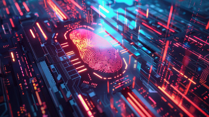 Poster - A close up of a fingerprint on a computer chip