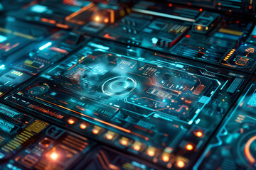 Poster - A computer chip with many small lights on it