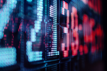 Poster - A close up of a digital screen with numbers and letters on it