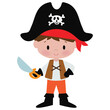 Funny pirate   boy  vector cartoon illustration
