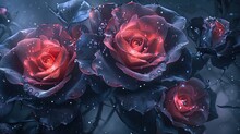 A Surreal Composition Of 3D Roses, Their Petals Seemingly Frozen In Time, Capturing The Essence Of Eternal Beauty. 