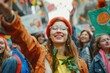 © NS - Energetic Young Woman at Climate Change Rally with Group of Activists