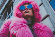 © Visual Craft - Trendy fashionable model in vibrant punk fur and sunglasses