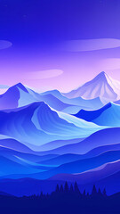 Wall Mural - landscape in the mountains vibrant digital illustration cold blue colors phone wallpaper background