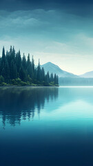 Wall Mural - lake and mountains phone wallpaper background nature evening sunset cold colors