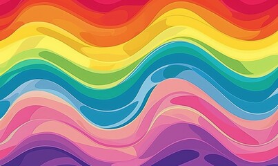 Poster - a rainbow wavy pattern, with a simple and clean design, perfect for an LGBTQ+ pride flag background or banner Generative AI
