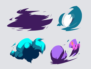 Poster - Big set of manga visual vector cartoon effects of smoke and dust clouds. Perfect for animation design, illustration, carton, anime, CG game art, tactical design, etc.