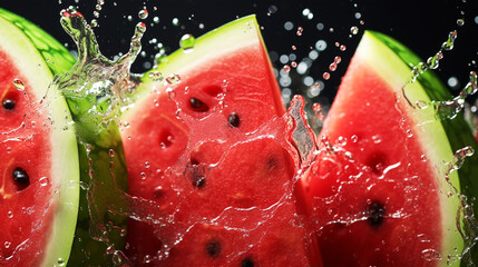 Wall Mural - Image of watermelon slices with water drops,Generated by AI