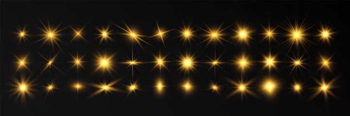 Poster - Spark of light.The star flashes brightly.Set of glowing effects.	
