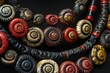 Yoruba Hand-Made Necklace of Orisha Eleggua with Snails - Decorative Accessory on Black Background