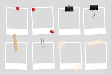 transparent polaroids all types pin, metal clip, binder, clothespin, tape empty