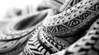 Intricate Black and White Tribal Patterns in Abstract 3D Render