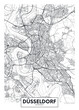 City map Dusseldorf, detailed urban planning travel vector poster design
