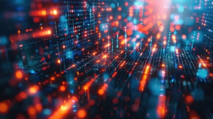 Fototapete - Abstract background of coding software for stock market, sci-fi palette tone. Generative AI.