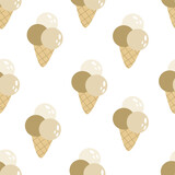 Fototapeta  - summer seamless pattern with cartoon ice cream. colorful vector for kids, hand drawing flat style. baby design for fabric, print, textile, wrapper