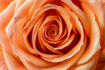 Wall Mural - A detailed view of an orange rose flower, showcasing its vibrant color and delicate petals up close