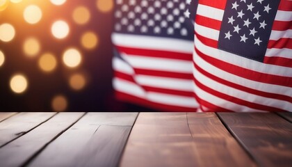 American flag and bokeh background with copy space for 4 july independence day and other celebration,digital illustration created with generative ai.