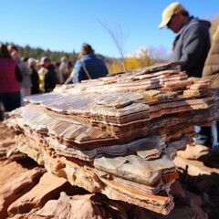 Poster - Stacked firewood in autumn forest