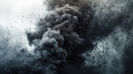 Wall Mural - A dramatic scene with a large plume of black smoke in the sky, suitable for disaster or environmental themes