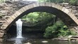 A waterfall framed by a natural stone arch upscaled 4