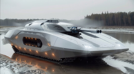 futuristic modern tank with sleek silver design. generative ai.