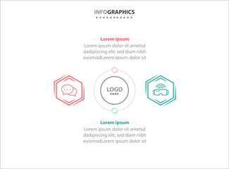 Two infographics element. Vector illustration. Vector business template for presentation. Timeline with 2 option. Vector Infographic label design template with icons and 2 options or steps.