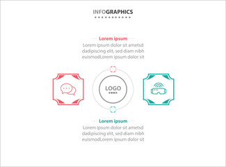 Two infographics element. Vector illustration. Vector business template for presentation. Timeline with 2 option. Vector Infographic label design template with icons and 2 options or steps.