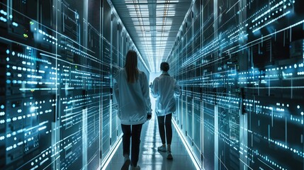 Leinwandbilder - Team conducting a data security assessment, big data. Generative AI.