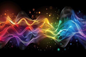 Wall Mural - A colorful wave of light with a rainbow of colors. The colors are bright and vibrant, creating a sense of energy and excitement. The wave appears to be moving and flowing