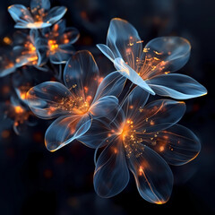 Wall Mural - A close up of a flower with a glowing effect transparent neon