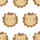 Fototapeta  - Seamless pattern with lions. colorful vector for kids. hand drawing, flat style. baby design for fabric, print, textile, wrapper